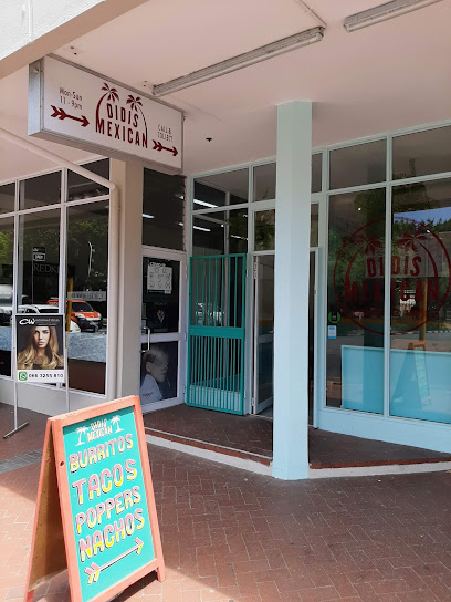 Didis Mexican Newlands storefront with hanging sign and sandwich board