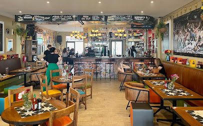 Fat Cactus Big Bay interior with colorful dining area and bar