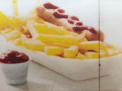 Bismillah Food Bazaar fries with sausage topped with ketchup