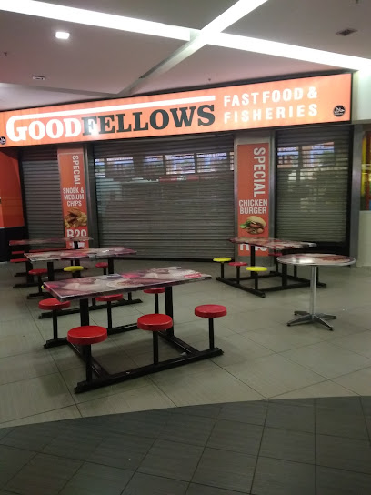 Goodfellows Fisheries Parow storefront with closed shutters and empty tables