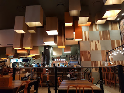 RocoMamas Tableview dining area with wooden box pendant lights