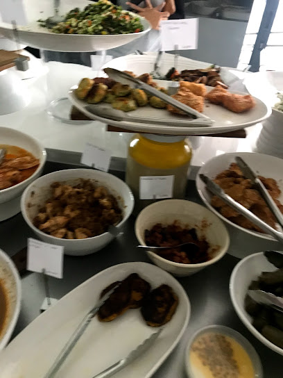 Sababa Mediterranean mezze spread with roasted potatoes, salads and dips